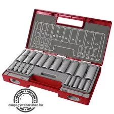 hosszított dugófej klt. 1/2", 1/4", 20db; 61CrV5 FORTUM