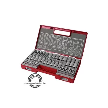   bitdugófej és dugókulcs klt. 1/4" és 1/2", TORX, 32db; 61CrV5 FORTUM