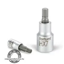 bitdugófej, imbusz, 1/2", 61CrV5/S2, mattkróm; 12mm (HX12), 55mm FORTUM