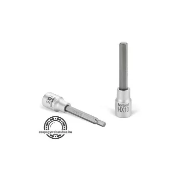   bitdugófej, imbusz,  1/2", hosszú,  61CrV5/S2, mattkróm; 10mm (HX10), 100mm