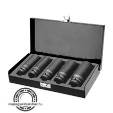 gépi (impakt) dugófej klt. 1/2",5db, 17-19-21-24-27mm×79mm ; feketített, műanyag tartóban FORTUM