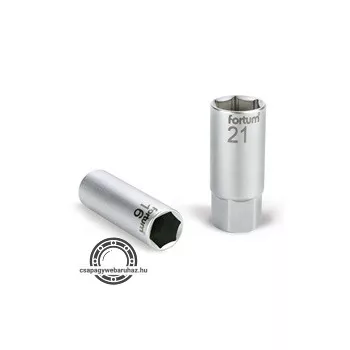   gyertyakulcs dugófej 1/2", 61CrV5; 21mm, gumírozott FORTUM