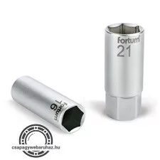 gyertyakulcs dugófej 1/2", 61CrV5; 16mm, gumírozott FORTUM