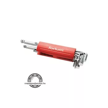   imbuszkulcs klt., hosszú, gömbfej, 9db, 1,5-10mm, S2; 1,5-2-2,5-3-4-5-6-8-10, műanyag markolat FORTUM