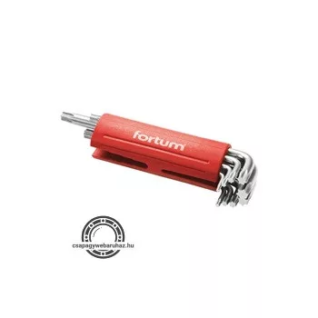   torx kulcs klt. 9db, hosszú, T10-50, S2, 10db/cse; T10-T15-T20-T25-T27-T30-T40-T45-T50, műanyag markolat FORTUM