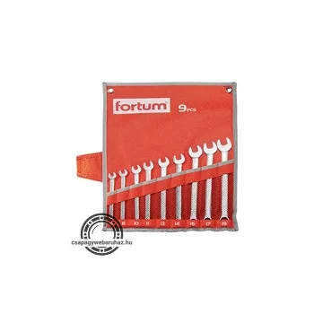   csillag-villás kulcs klt. 9db, 6-19mm 61CrV5, mattkróm, vászon tok FORTUM