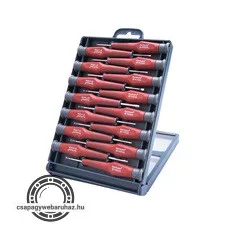 órás csavarhúzó klt. 15db, két komponensű ergonomikus markolat, műanyag tartóban