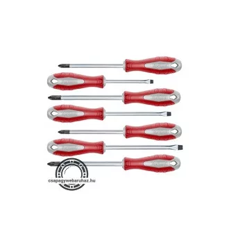   Csavarhúzó készlet 7db; lapos: 3×75, 5×100, 6×125mm, PH1×100, PH2×125, PZ1×100, PZ2×125, CV. mágneses, papír doboz FORTUM 4740930