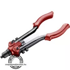 popszegecshúzó fogó, kétkaros, ALU, réz, acél, INOX szegecsekhez; 2,4-6,4mm, 330mm, CrVMo fej, szegecsvég gyűjtő