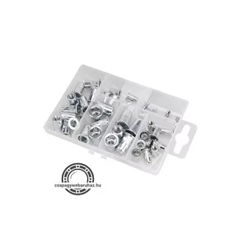   szegecsanya klt. 40 db, M3-M8, POP-NUT, horganyzott acél, kerek, nyitott, lapos peremű FORTUM