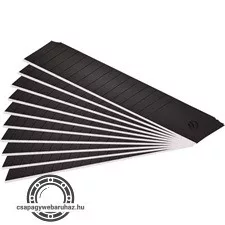 pótpenge 10 db, fekete, tripla vágóéllel; 18×100×0,7mm, SK2 acél, HRC > 67,  lézeres élezés