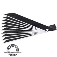 pótpenge 10 db, fekete, tripla vágóéllel; 9×100×0,7mm, SK2 acél, HRC > 67, lézeres élezés