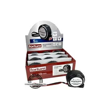   mérőszalag, 1 stop, ütésálló, inoxház, gumírozott; 5×19mm nylon bevonatú szalag, mágneses vég