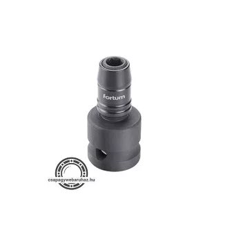   adapter, impakt 1/4" BIT-ek gépi befogásához, 1/2" gépi befogás, gyorskioldóval, CrMoV, hossz: 49 mm
