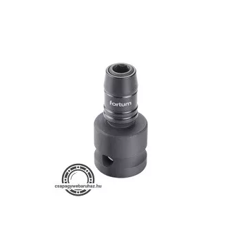   adapter, impakt 1/4" BIT-ek gépi befogásához, 1/2" gépi befogás, gyorskioldóval, CrMoV, hossz: 49 mm