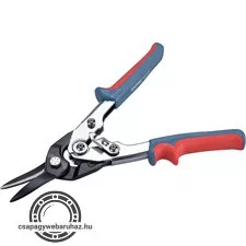 lemezvágó olló, egyenes- és íves vágáshoz, 255mm, CV., áttételes, kétszínű, múanyag nyél