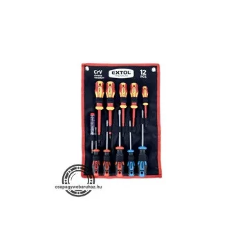   csavarhúzó klt. szigetelt 1000V+nem szigetelt, 6+5db ; fáziskeresővel, műanyag kínáló+nylon tok