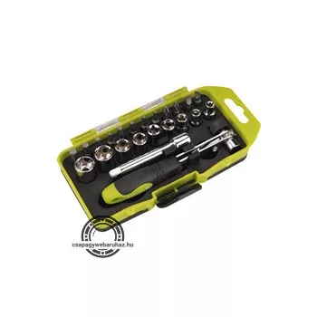   racsnis BIT és dugókulcs klt.; 23db-os, CrV., irányváltós, mágneses, műanyag dobozban