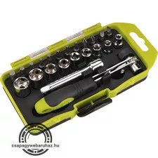 racsnis BIT és dugókulcs klt.; 23db-os, CrV., irányváltós, mágneses, műanyag dobozban
