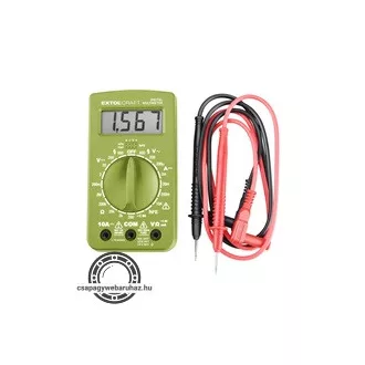  Digitális multiméter; Amper/Volt/Ohm mérő, hangjelző funkcióval, CE, 1 db 9V elem EXTOL 600011