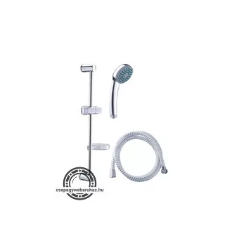  zuhany készlet; 1 funkciós fej, tömlő 150 cm, szappantartó, fali csúszka