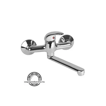   mosogató-mosdó csaptelep 35mm kerámia betét, falra szerelhető, fényes, egyenes, 20cm hosszú