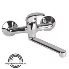 mosogató-mosdó csaptelep 35mm kerámia betét, falra szerelhető, fényes, egyenes, 20cm hosszú