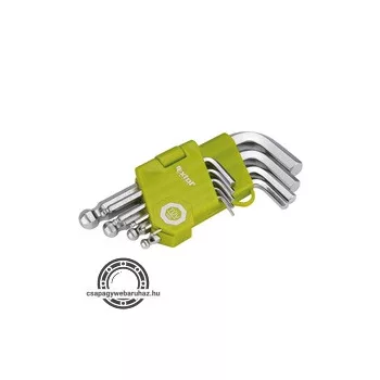   imbuszkulcs klt., rövid, Cr40 gömbfej, TÜV/GS; 9db, 1,5-10mm, bliszteren