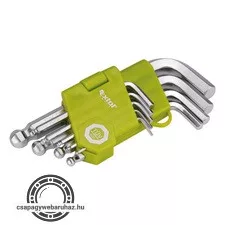 imbuszkulcs klt., rövid, Cr40 gömbfej, TÜV/GS; 9db, 1,5-10mm, bliszteren