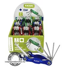 imbuszkulcs klt., Cr40 gömbfej, színes, TÜV/GS; 7db, 1,5-6mm, karabínerrel