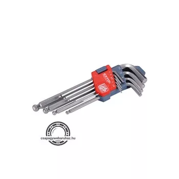 imbuszkulcs klt., CV. gömbfej ; 9db, 1,5-10mm, bliszteren