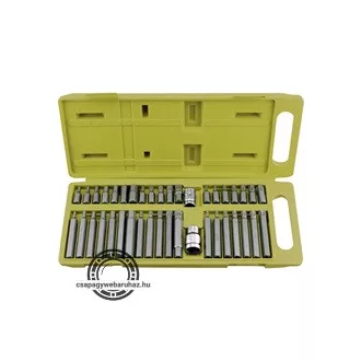   BIT készlet 40 db HEX-TORX-XZN, 10mm, adapter 3/8" és 1/2", CrV, műanyag dobozban EXTOL 6640