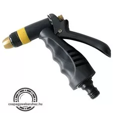pisztoly szórófej, locsoló, állítható ; rézfejes, kuplung csatlakozóval