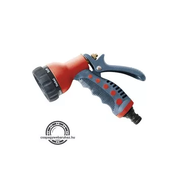   pisztoly szórófej, locsoló, festett réz fejjel, 7 féle sugár, kuplung csatlakozóval, ergonomikus  GARDEN