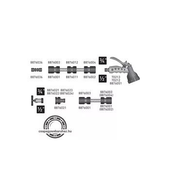   locsoló, leszúrható pulzálós forgó, fém; kuplung csatlakozóval, 20m átmérőjű locsolt terület