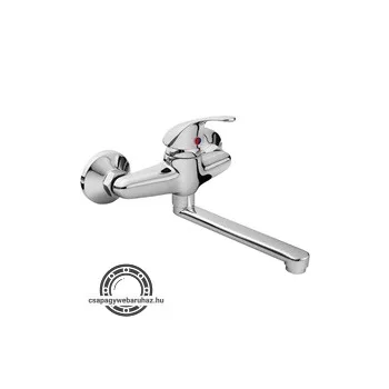   mosogató-mosdó csaptelep 35mm kerámia betét, falra szerelhető, fényes, egyenes, 20cm hosszú