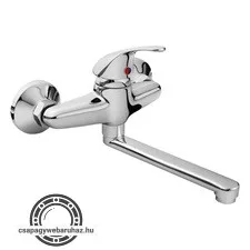 mosogató-mosdó csaptelep 35mm kerámia betét, falra szerelhető, fényes, egyenes, 20cm hosszú