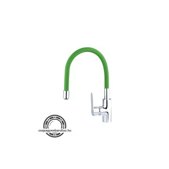   mosogató csaptelep  hajlékony szilikon kifolyó csővel, 35mm, zöld