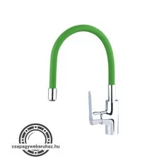 mosogató csaptelep  hajlékony szilikon kifolyó csővel, 35mm, zöld