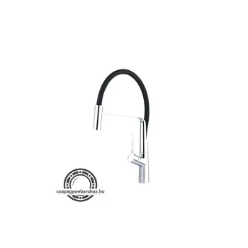   mosogató csaptelep, fix helyzetű tartó, hajlékony szilikon kifolyó csővel, 25mm, fekete