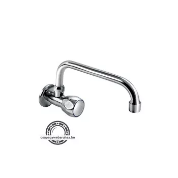   mosdó csaptelep hidegvízhez, kerámia szelep, króm, 20cm hosszú csőr