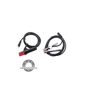   munkakábel elektródafogóval + földelőkábel csipesszel, 8796011 inverterhez, 160 A, 3 m, 16 mm2, MMA hegesztéshez
