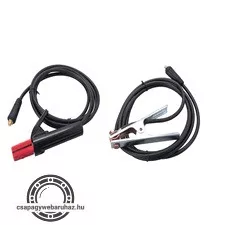 munkakábel elektródafogóval + földelőkábel csipesszel, 8796011 inverterhez, 160 A, 3 m, 16 mm2, MMA hegesztéshez