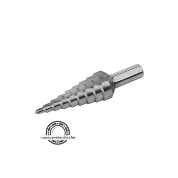   lépcsős fémfúró HSS, 13 lépcsős (6-30mm, 2mm lépcsők), befogás: 10mm