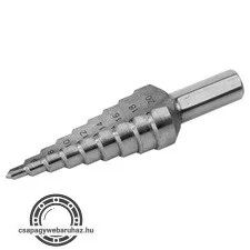 lépcsős fémfúró HSS, 13 lépcsős (6-30mm, 2mm lépcsők), befogás: 10mm