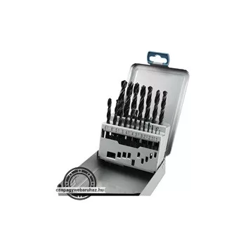   fémcsigafúró klt. HSS, DIN 338, fémdobozban;1,0-10,0mm, 19 db