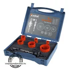 körkivágó klt., HSS Bi-metál, 9db-os, (19-22-29-38-44-57mm) műanyag,fa,gipszkarton,ALU,réz,vas, acél, rozsdamentesacél