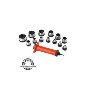   lyukasztó klt. 14 db 5-6-8-10-11-13-16-19-22 -25-28-32-35 mm, színes műanyag markolat, műanyag koffer