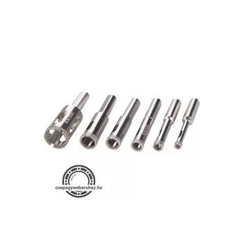   körkivágó klt. 6 db, üvegre, kerámiára és csempére, gyémánt vágóél; 6-20 mm, fúrógépbe fogható