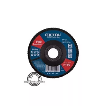   lamellás csiszoló acél, Alu, műa. és fa munkadarabok csiszolására, 115×22mm; P80, kúpos, max.:13.200 ford./perc, EN13743